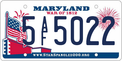 MD license plate 5AF5022