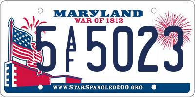 MD license plate 5AF5023