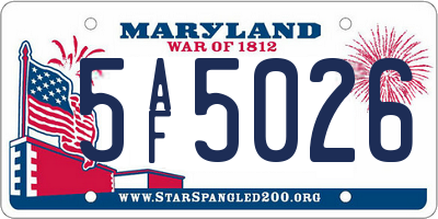 MD license plate 5AF5026