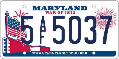 MD license plate 5AF5037