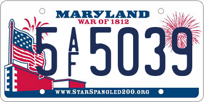 MD license plate 5AF5039