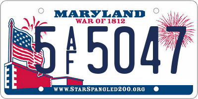 MD license plate 5AF5047