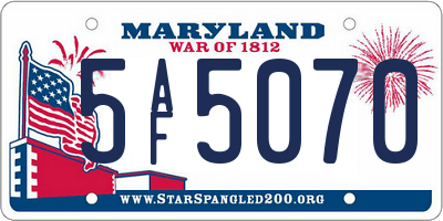 MD license plate 5AF5070