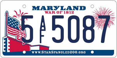 MD license plate 5AF5087