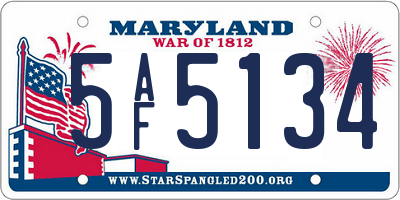 MD license plate 5AF5134