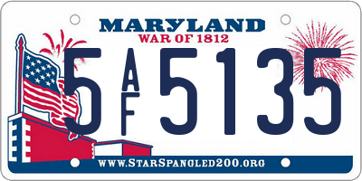 MD license plate 5AF5135