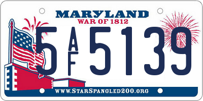 MD license plate 5AF5139