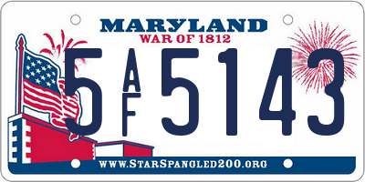MD license plate 5AF5143