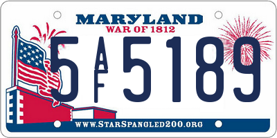 MD license plate 5AF5189