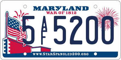 MD license plate 5AF5200