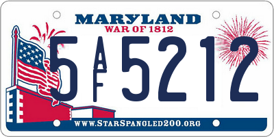 MD license plate 5AF5212