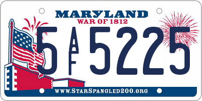 MD license plate 5AF5225