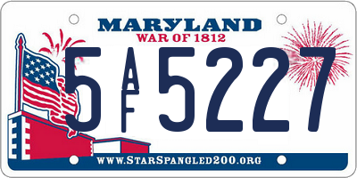 MD license plate 5AF5227