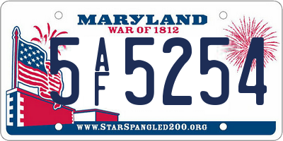 MD license plate 5AF5254