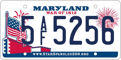 MD license plate 5AF5256