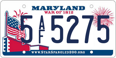 MD license plate 5AF5275