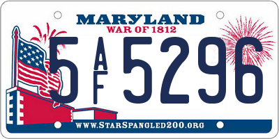 MD license plate 5AF5296