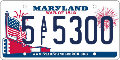 MD license plate 5AF5300