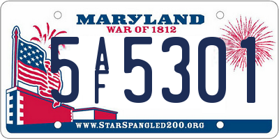 MD license plate 5AF5301