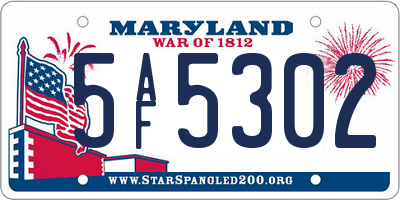 MD license plate 5AF5302