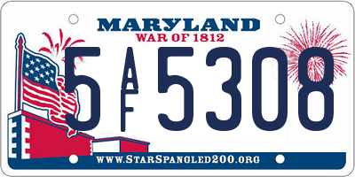 MD license plate 5AF5308