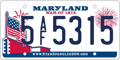 MD license plate 5AF5315