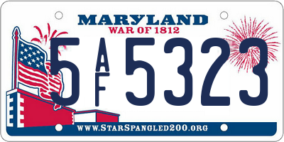 MD license plate 5AF5323