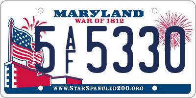 MD license plate 5AF5330