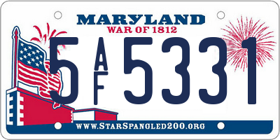 MD license plate 5AF5331