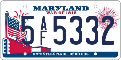 MD license plate 5AF5332