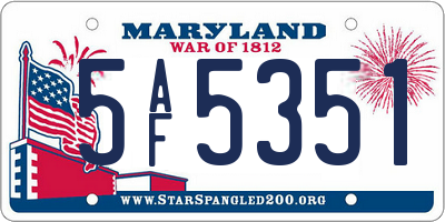 MD license plate 5AF5351