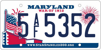 MD license plate 5AF5352