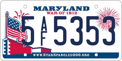 MD license plate 5AF5353