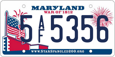 MD license plate 5AF5356