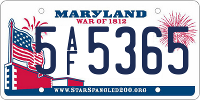 MD license plate 5AF5365