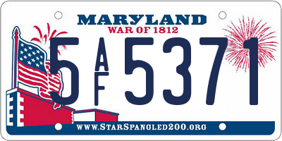 MD license plate 5AF5371