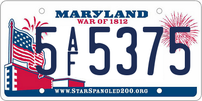 MD license plate 5AF5375
