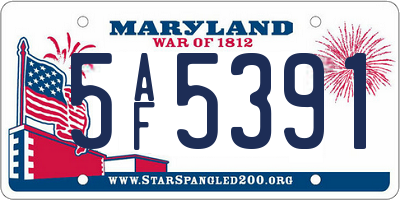 MD license plate 5AF5391