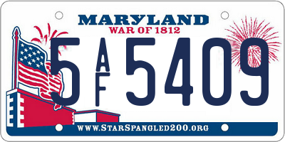 MD license plate 5AF5409