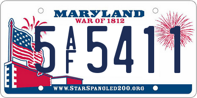 MD license plate 5AF5411