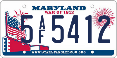 MD license plate 5AF5412