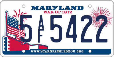 MD license plate 5AF5422