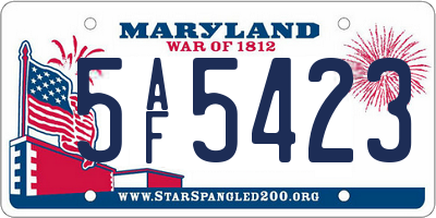 MD license plate 5AF5423