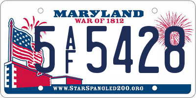 MD license plate 5AF5428