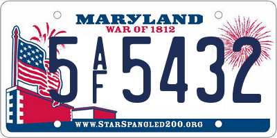 MD license plate 5AF5432