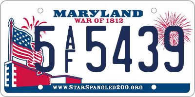 MD license plate 5AF5439