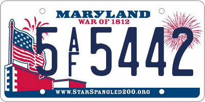 MD license plate 5AF5442