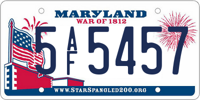 MD license plate 5AF5457