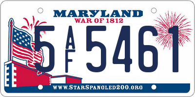 MD license plate 5AF5461