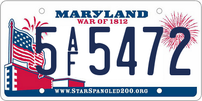MD license plate 5AF5472